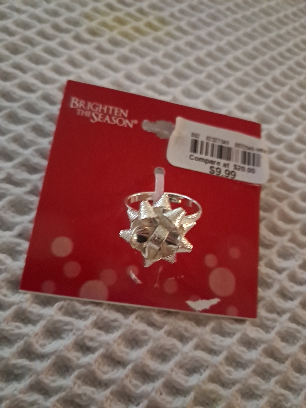 Brighten The Season Silver Gift Bow Ring